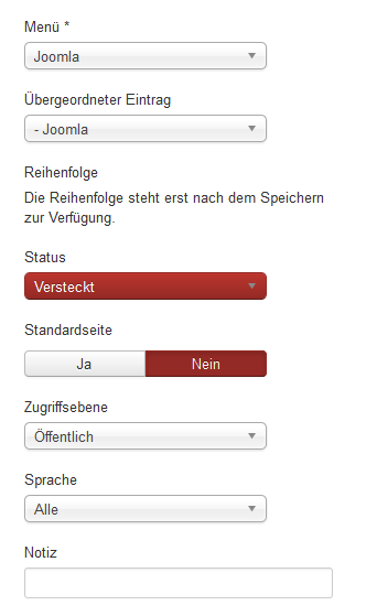 Menüpunkt deaktivieren